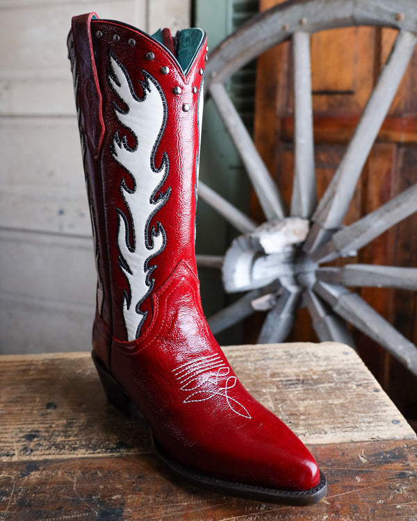 Corral Women's Red Flame Stitch & Studs Boot