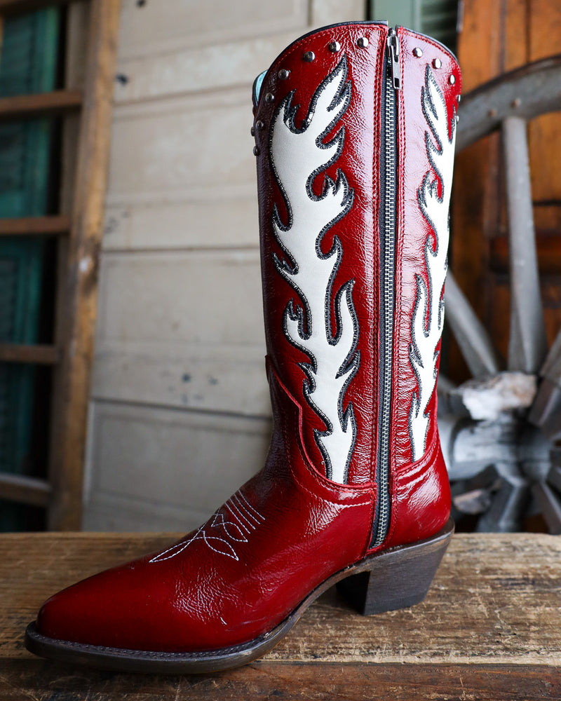 Corral Women's Red Flame Stitch & Studs Boot