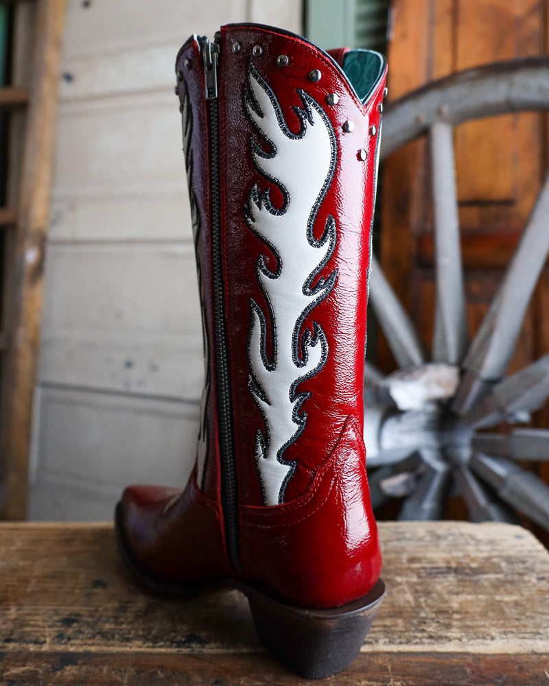 Corral Women's Red Flame Stitch & Studs Boot