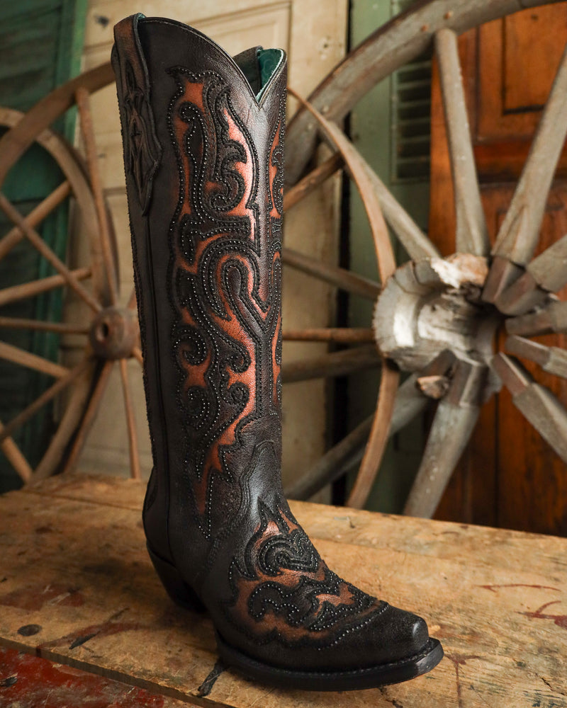 Corral Women's Tall Top Embroidery With Crystals 16" Boot 