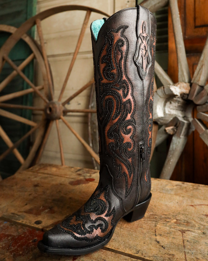 Corral Women's Tall Top Embroidery With Crystals 16" Boot 