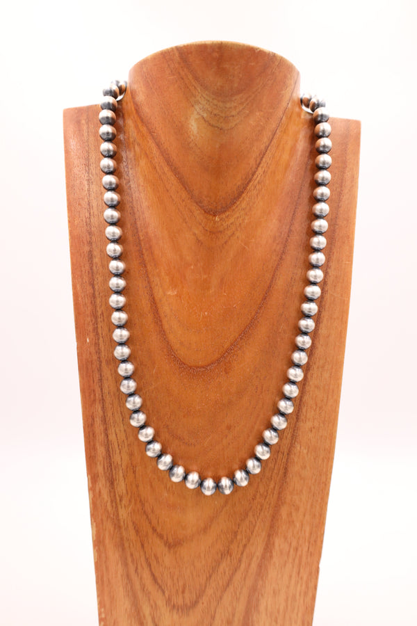 Sterling Silver Navajo Pearl 26" 10MM Necklace