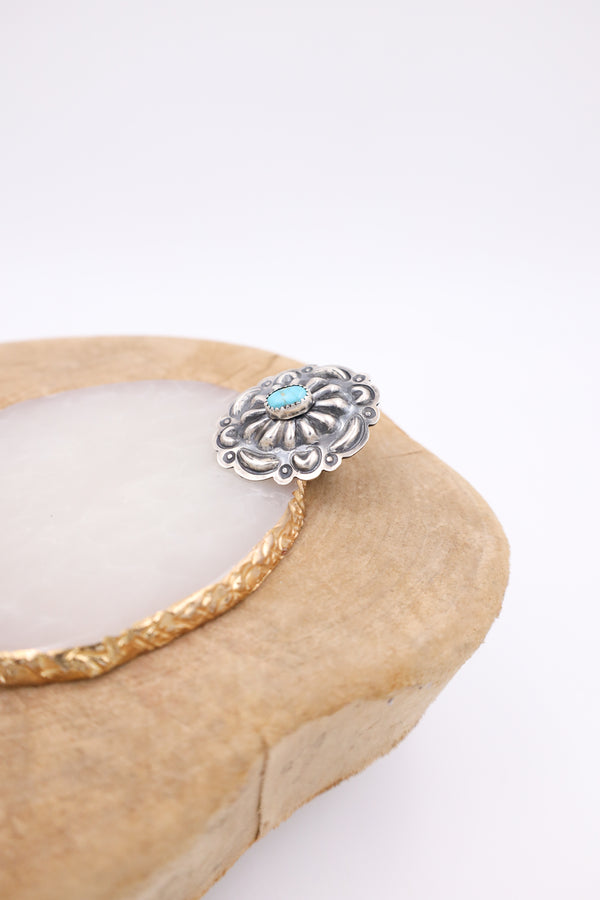 CONCHO TURQUOISE OVAL RING- SIZE 5.5