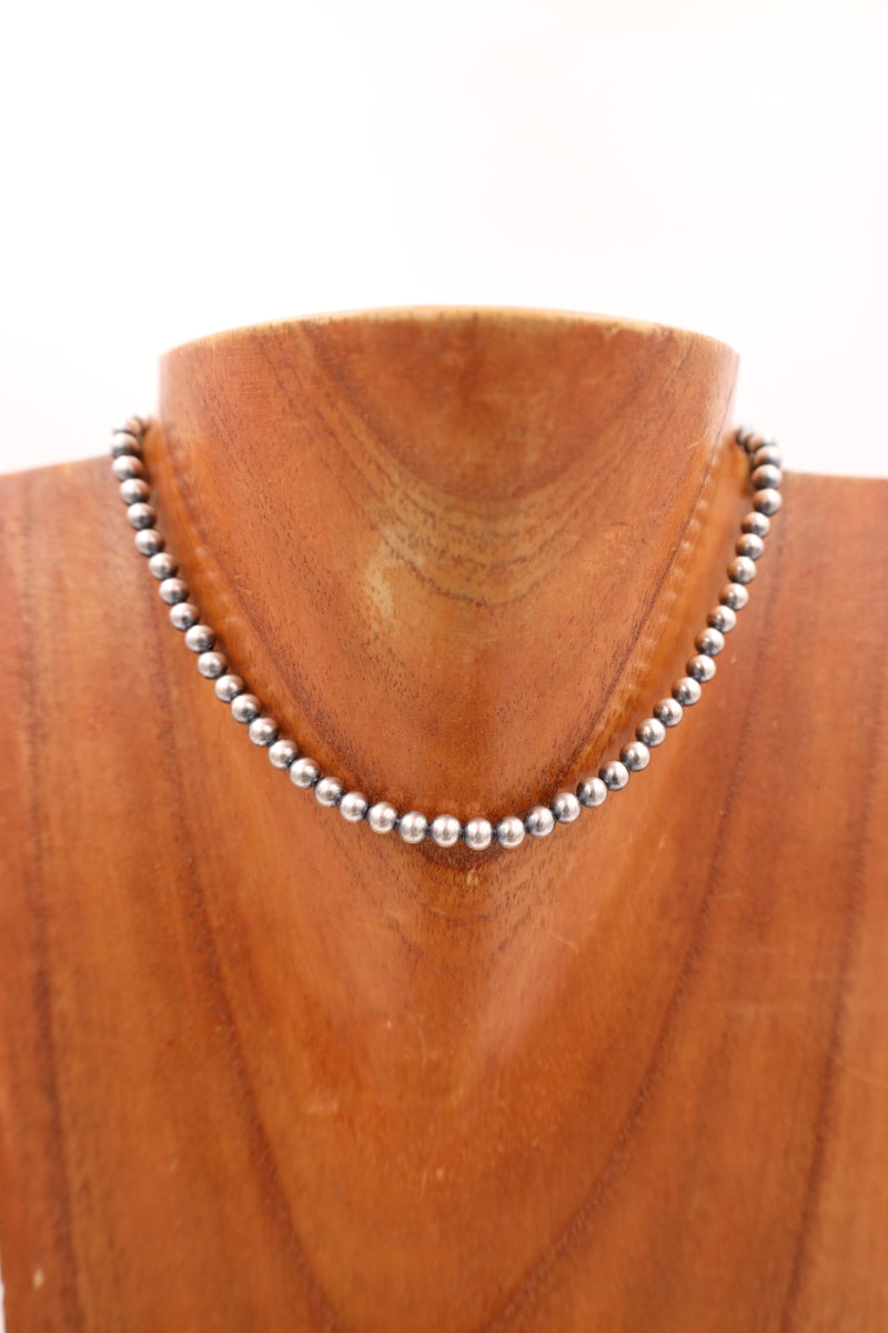 Sterling Silver Navajo Pearl 14" 5MM Necklace