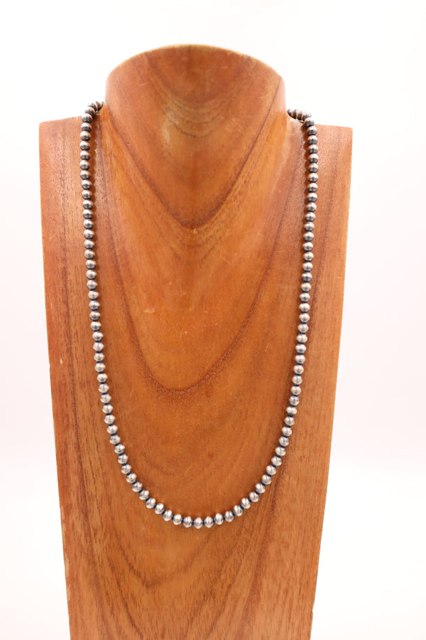 Sterling Silver Navajo Pearl 26" 6MM Necklace