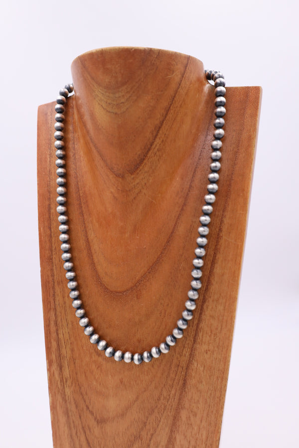 Sterling Silver Navajo Pearl 24" 8MM Necklace
