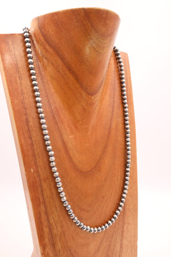 Sterling Silver Navajo Pearl 26" 6MM Necklace