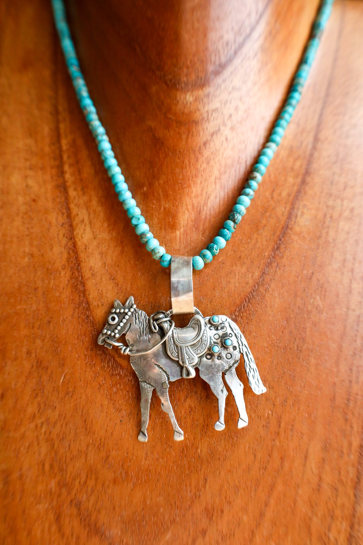 Margaret Sullivan Western Horse Turquoise Chain Necklace