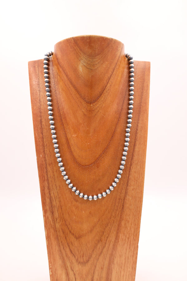 Sterling Silver Navajo Pearl 24" 7MM Necklace