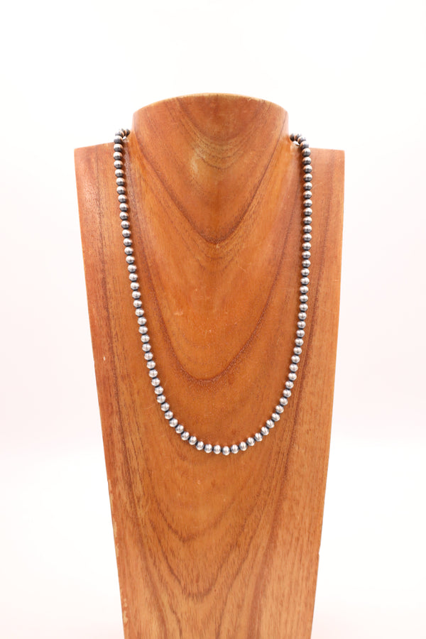 Sterling Silver Navajo Pearl 24" 6MM Necklace