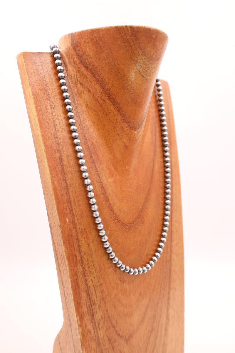 Sterling Silver Navajo Pearl 24" 6MM Necklace