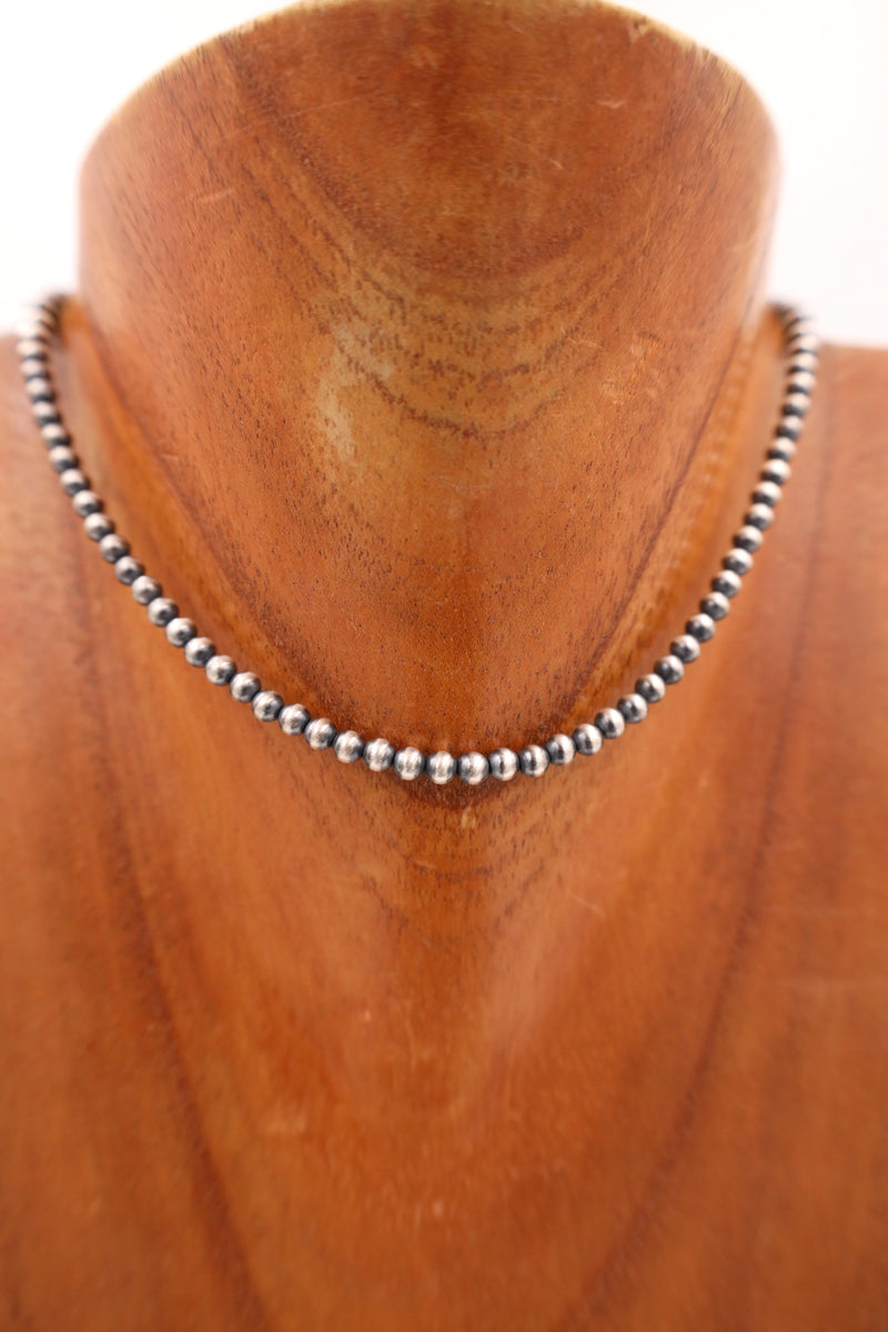 Sterling Silver Navajo Pearl 14" 4MM Necklace