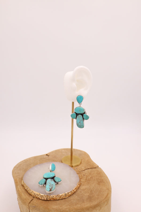 5 TURQUOISE CLUSTER POST EARRING
