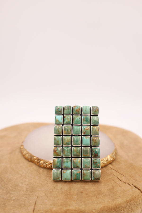 35 GREEN TURQUOISE SQUARE STONES RING