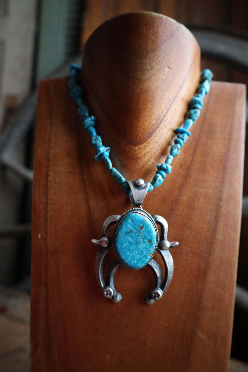 Large Naja Kingman Turquoise Pendant 