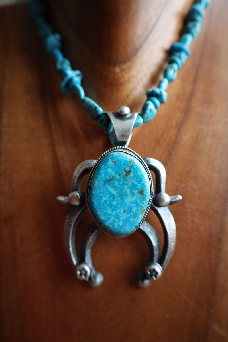 Large Naja Kingman Turquoise Pendant 