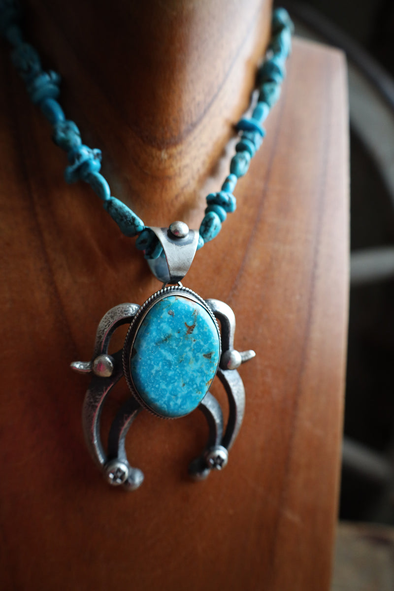 Large Naja Kingman Turquoise Pendant 