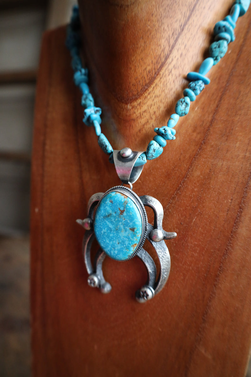 Large Naja Kingman Turquoise Pendant 