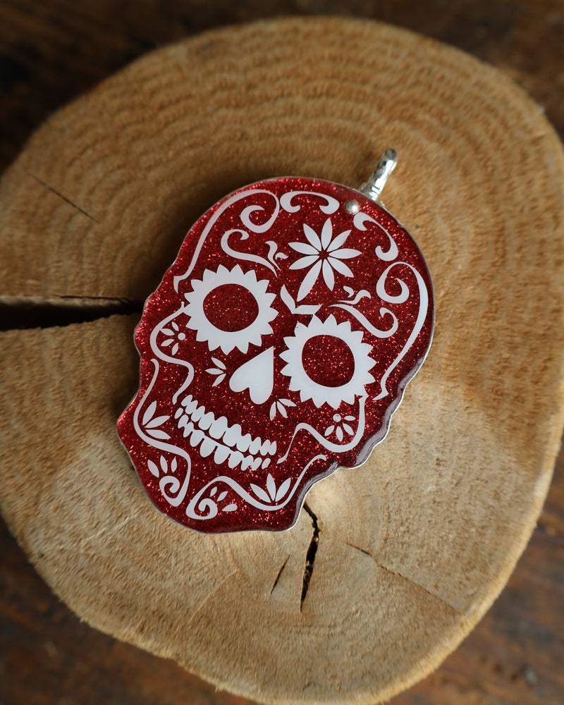 Coreen Cordova Red Skull Big Sparkle Pendant 