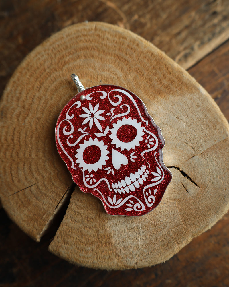 Coreen Cordova Red Skull Big Sparkle Pendant 