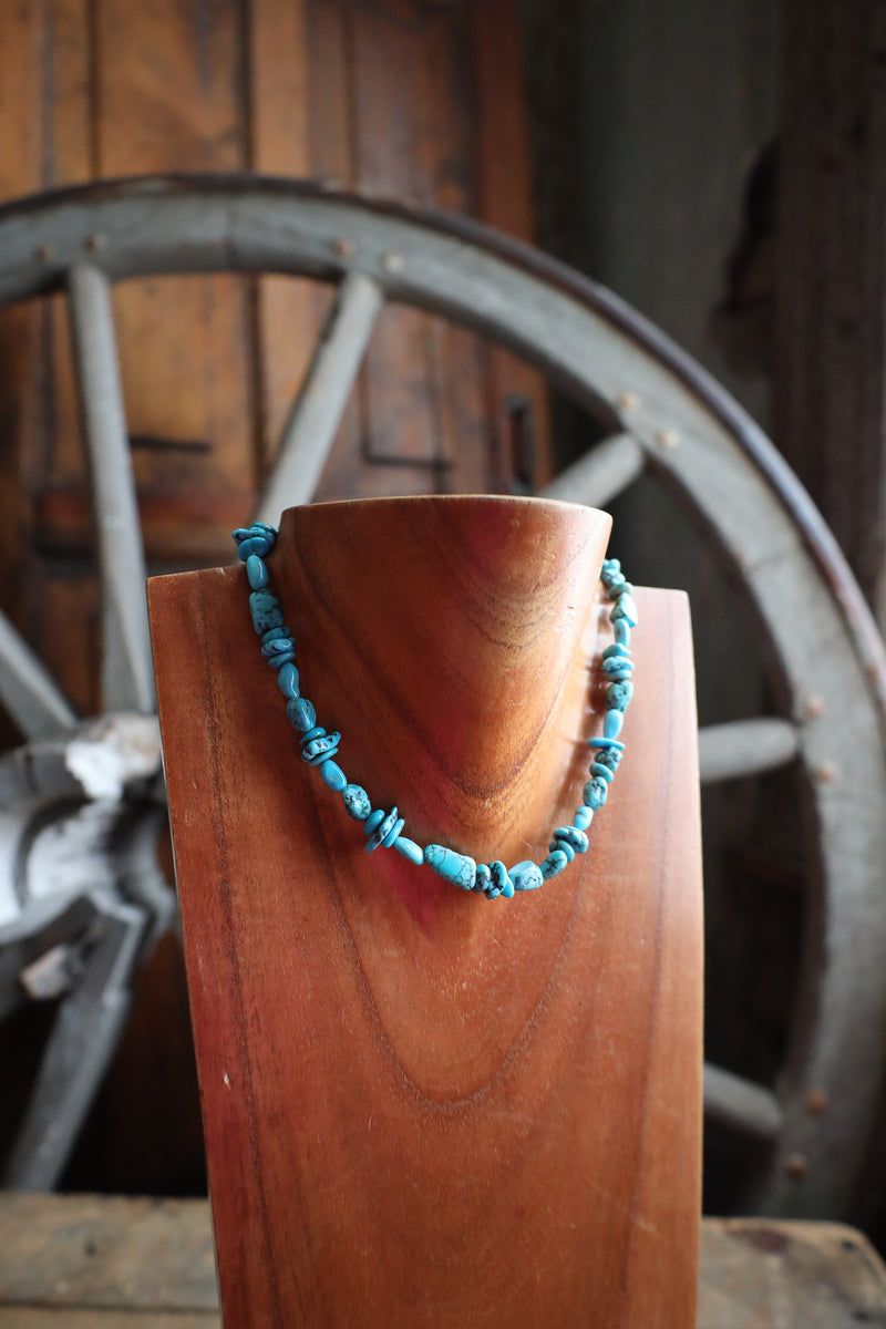 Blue Kingman Nuggets Necklace 