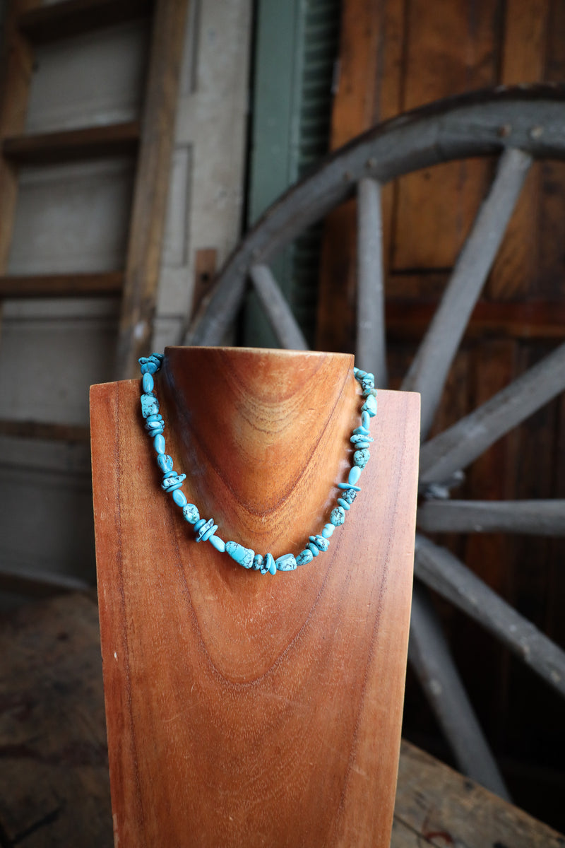 Blue Kingman Nuggets Necklace 