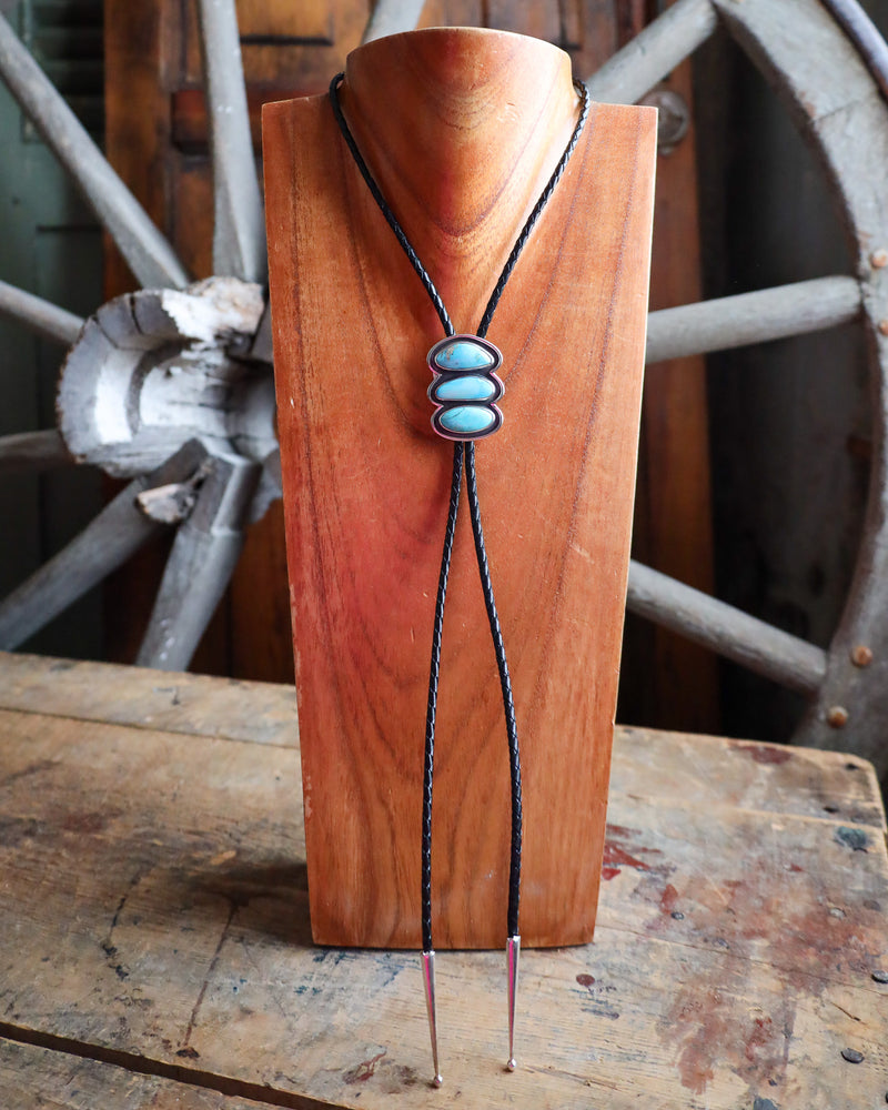 3 Stacked Kingman Turquoise Bolo