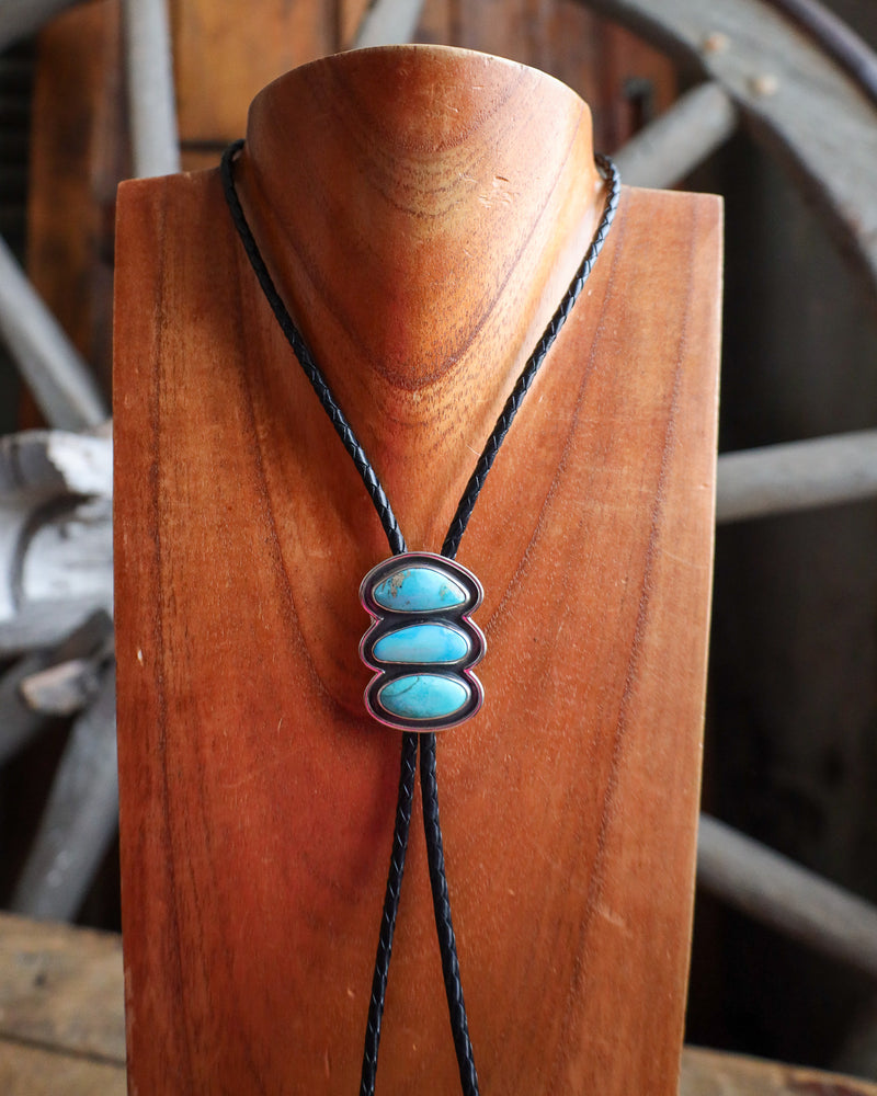 3 Stacked Kingman Turquoise Bolo