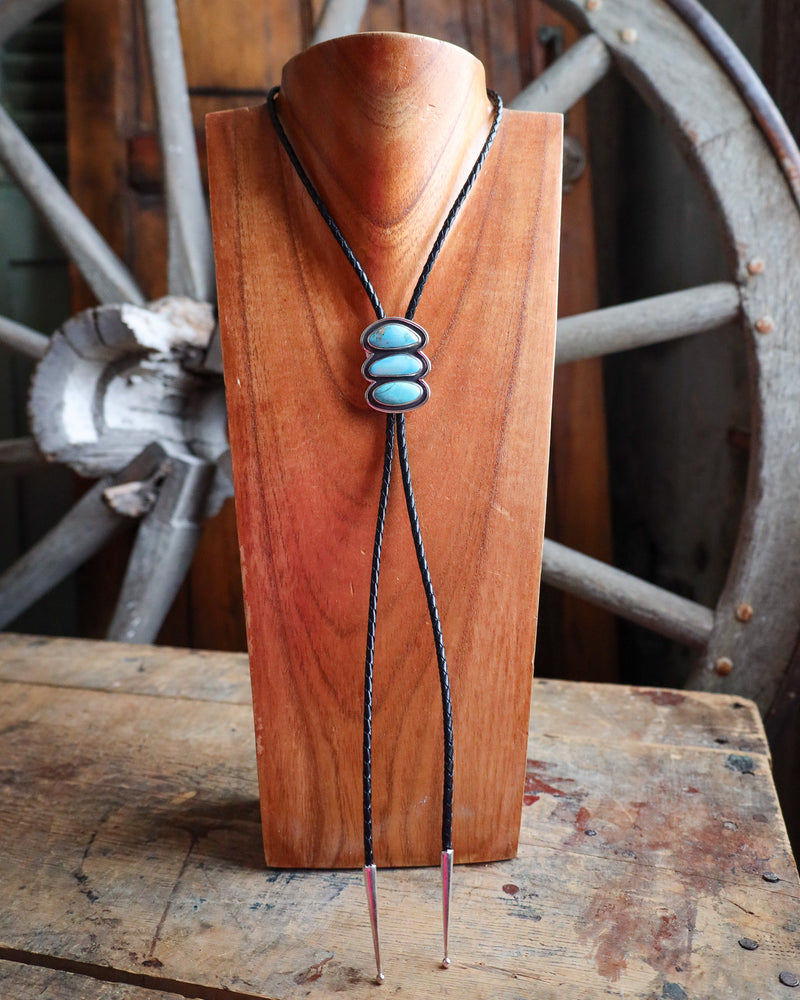 3 Stacked Kingman Turquoise Bolo