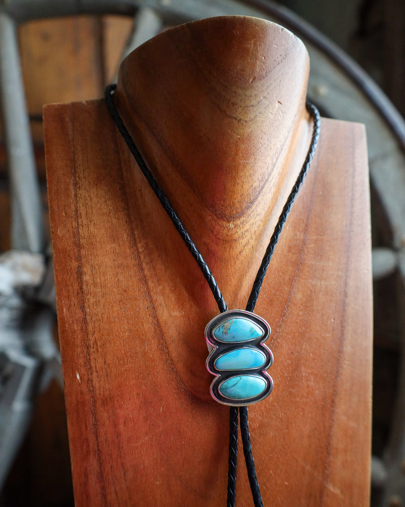 3 Stacked Kingman Turquoise Bolo