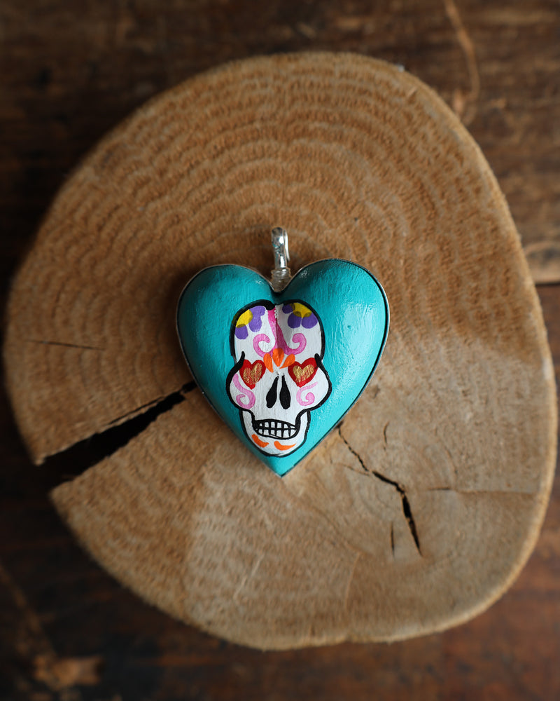 Coreen Cordova Turquoise Sugar Skull Pendant 