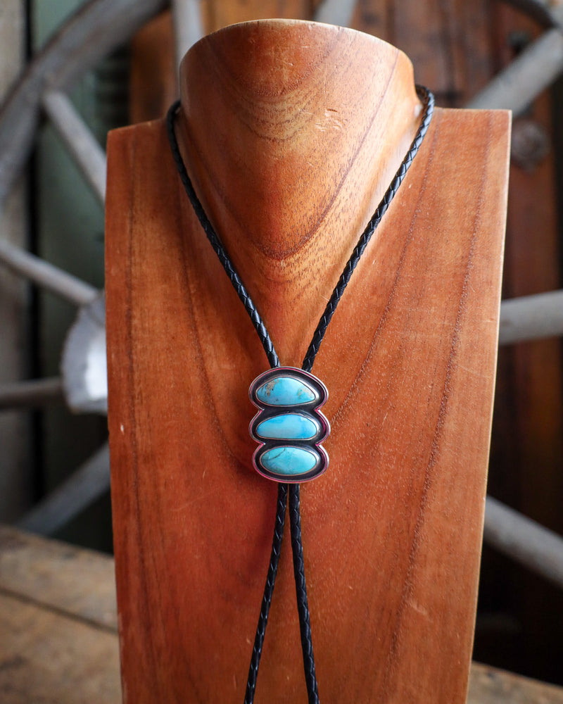 3 Stacked Kingman Turquoise Bolo