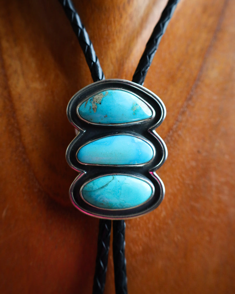 3 Stacked Kingman Turquoise Bolo