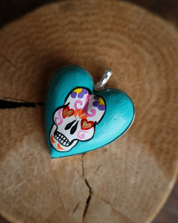 Coreen Cordova Turquoise Sugar Skull Pendant 