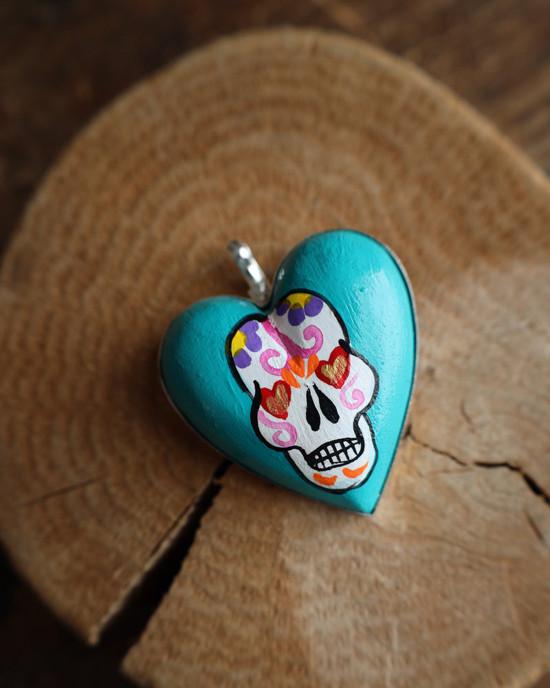 Coreen Cordova Turquoise Sugar Skull Pendant 