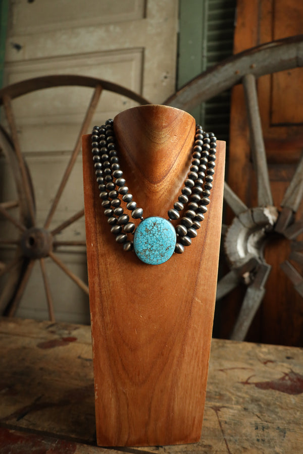 Turquoise 3 Strand Hand Made Necklace