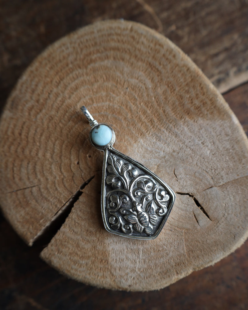 Coreen Cordova Silver With Blue Stone Pendant