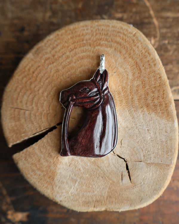 Coreen Cordova Brown Horse Bone Pendant 