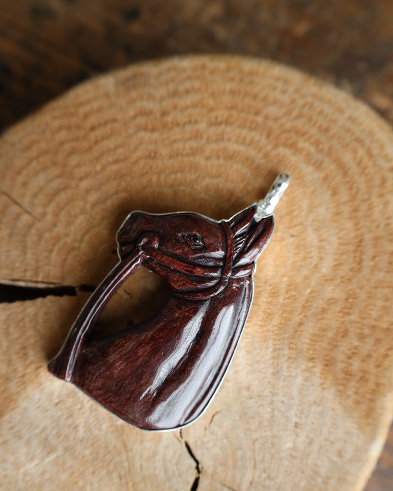 Coreen Cordova Brown Horse Bone Pendant 