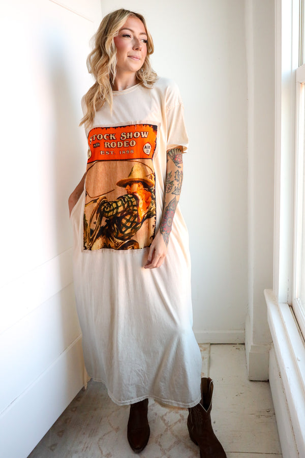 I Love Linen Western Blocks Tee Dress 