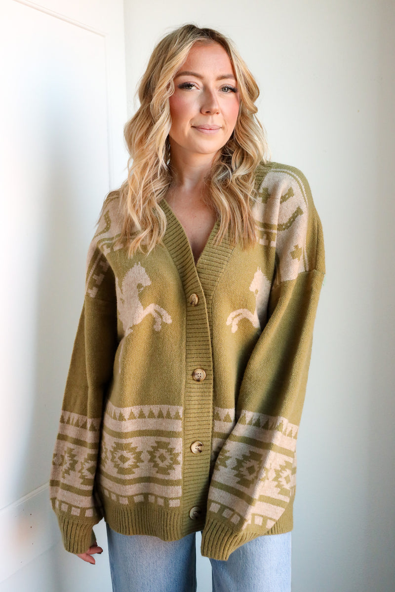 Very Jean Horses Aztec Sweater 