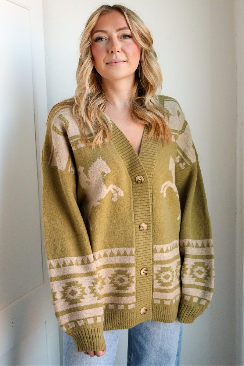 Very Jean Horses Aztec Sweater 