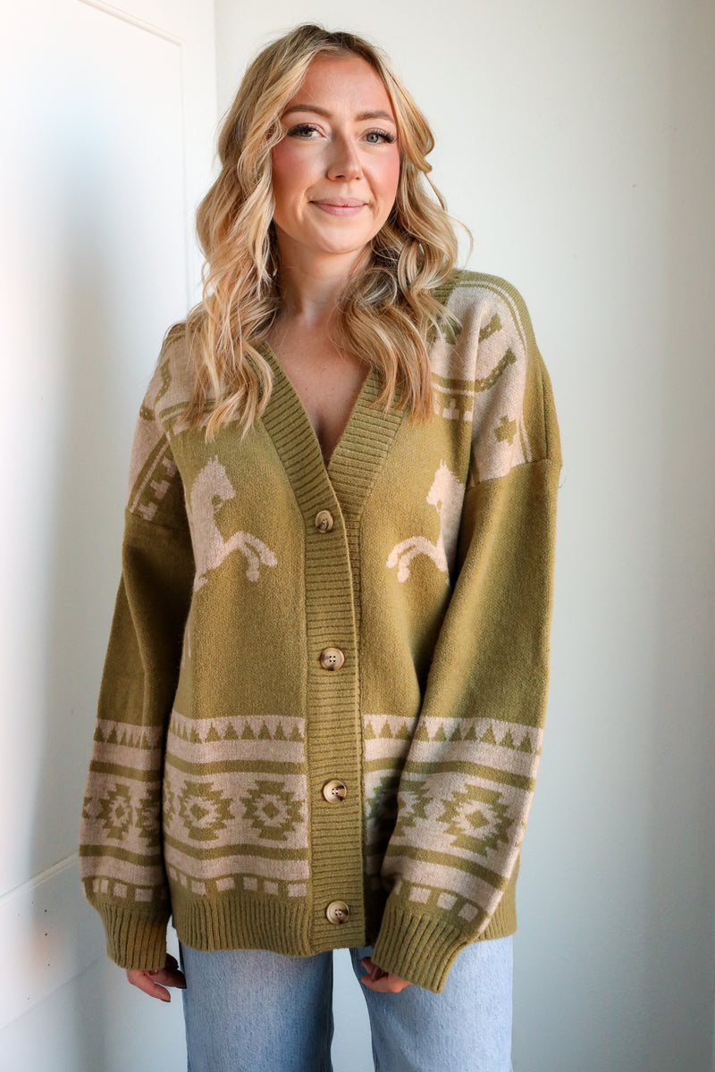 Very Jean Horses Aztec Sweater 