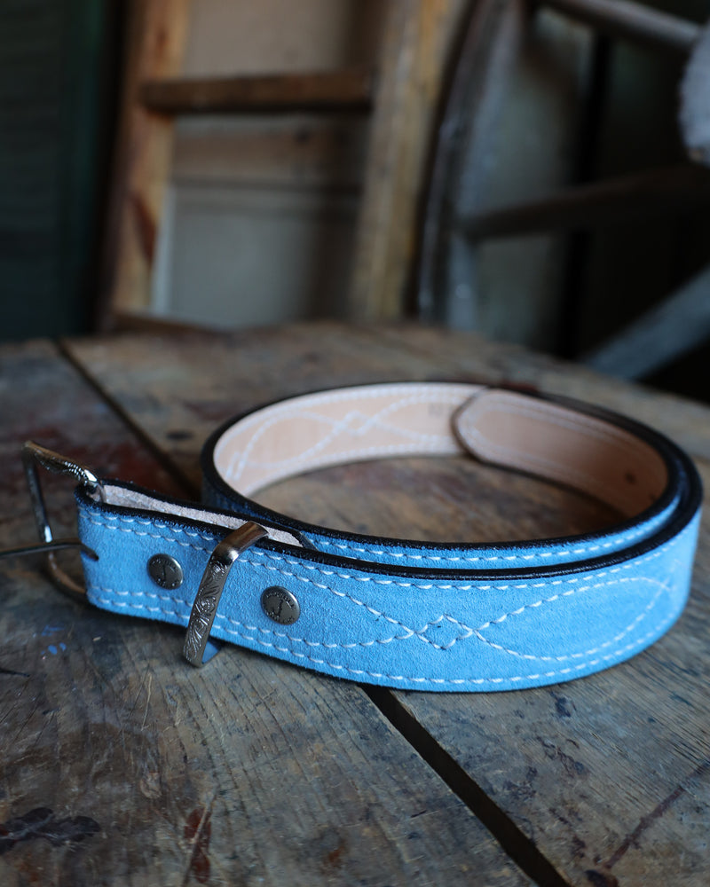 DOUBLE J SADDLERY SUEDE FIGURE 8 STITCHING- POWDER BLUE