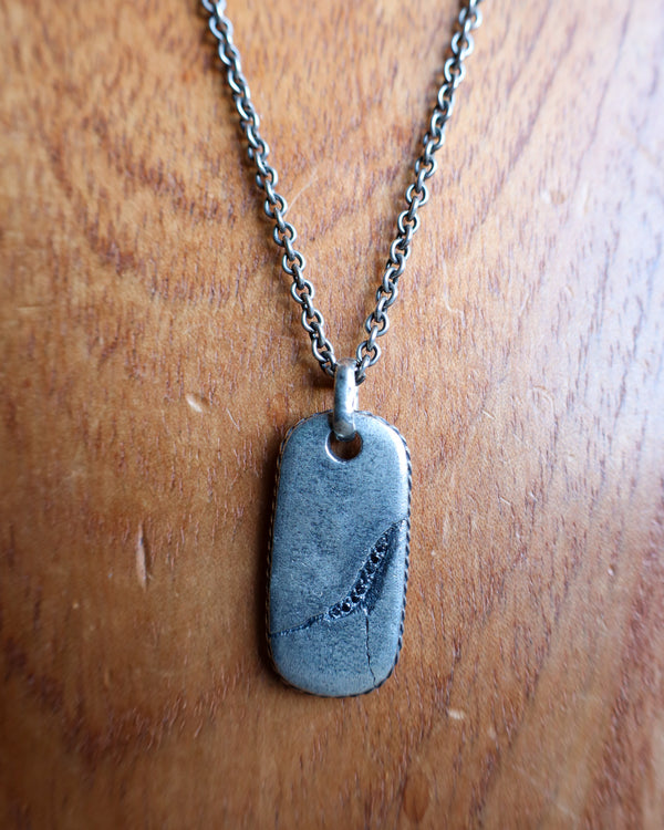 John Varvatos 24" Dog Tag Distressed Black Diamond Necklace 