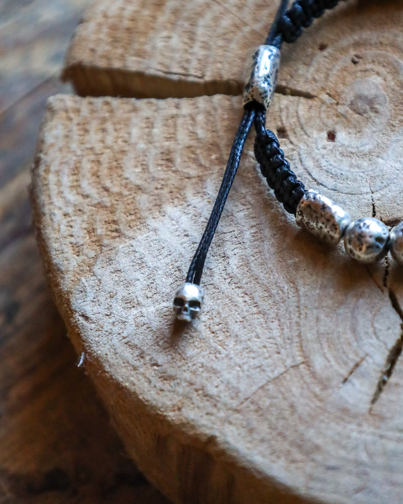 John Varvatos Sterling Silver Moon Beads And Skulls Bracelet