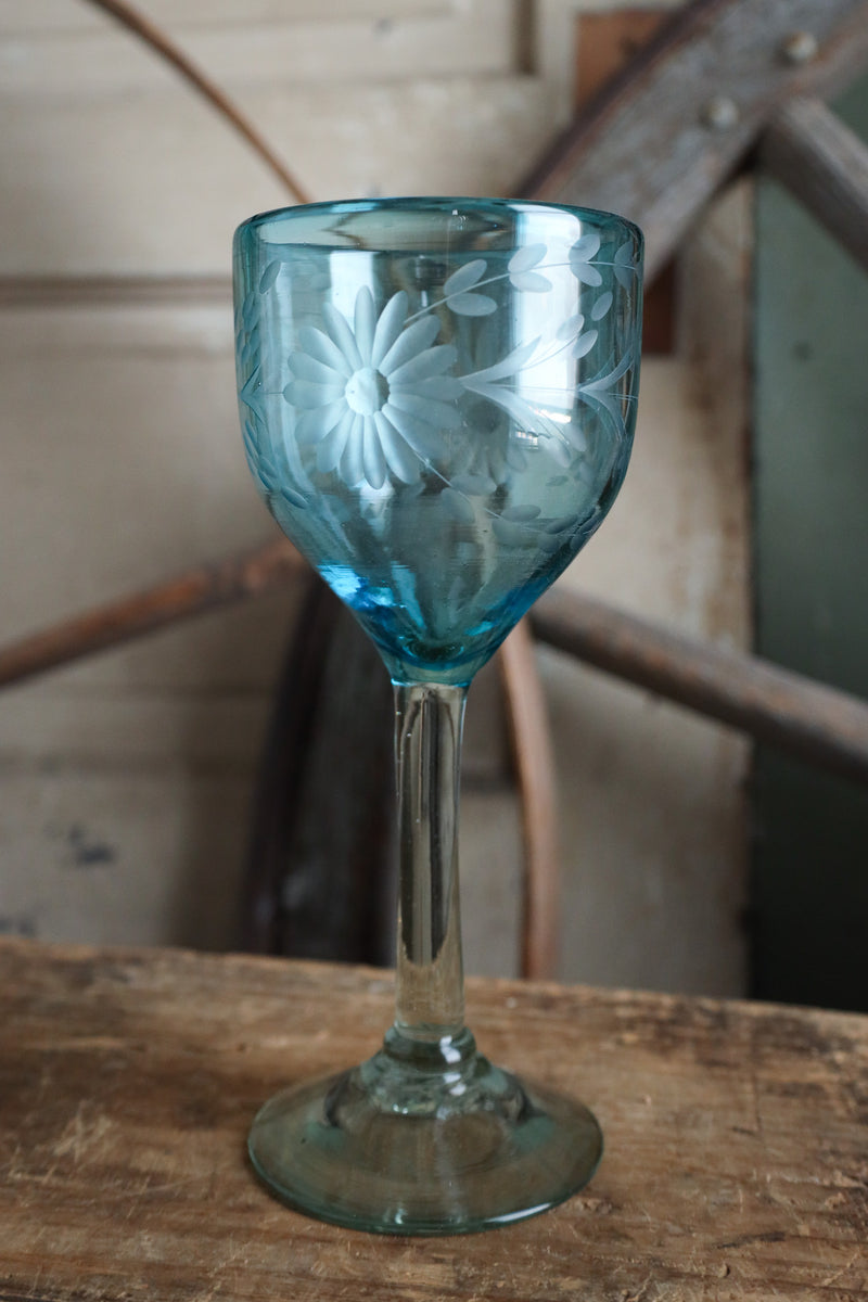 Rose Ann Hall Condessa Wine Glass- Aqua