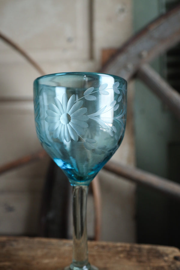 Rose Ann Hall Condessa Wine Glass- Aqua