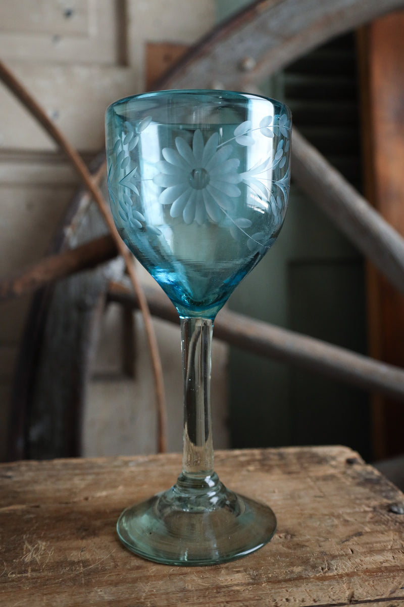 Rose Ann Hall Condessa Wine Glass- Aqua