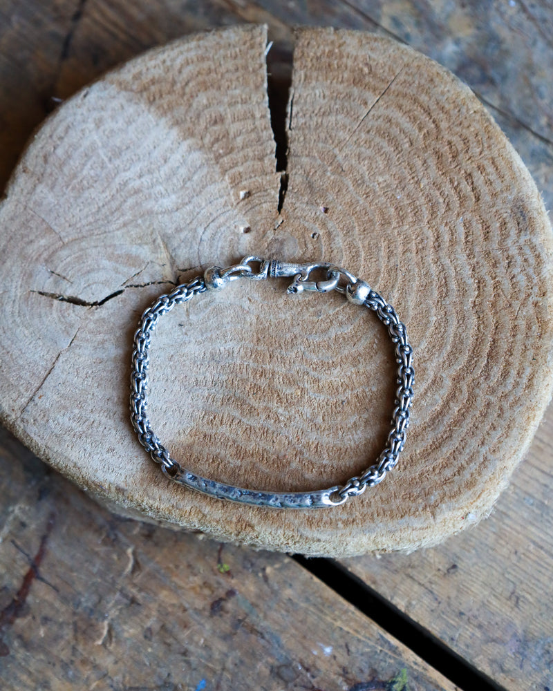 John Varvatos Sterling Silver Distressed ID Chain Bracelet 